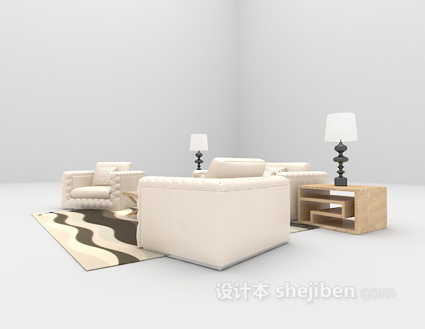 免费现代白色沙发3d模型下载