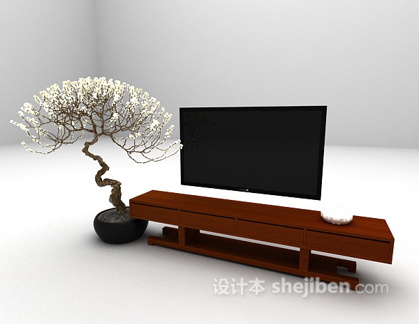 设计本棕色电视柜max3d模型下载
