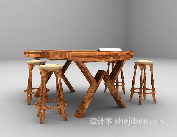 设计本桌椅组合免费3d模型下载