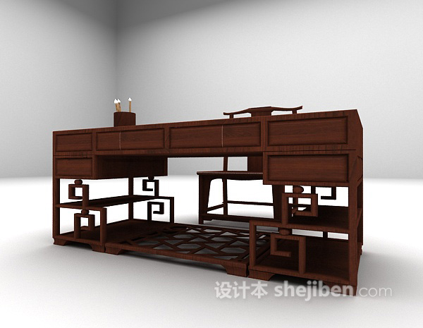 免费中式木质书桌推荐3d模型下载
