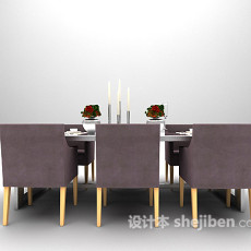 欧式紫色桌椅3d模型下载