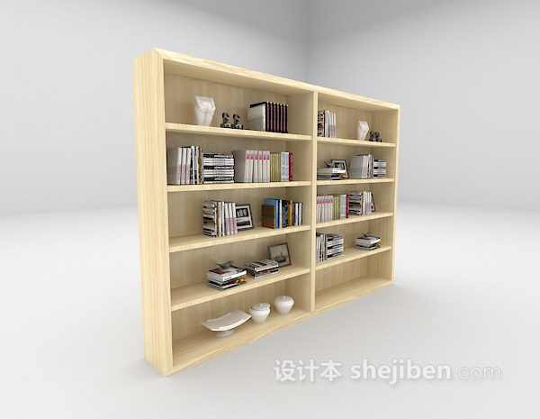 现代风格书柜3d模型下载