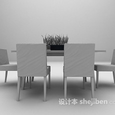 现代灰色桌椅3d模型下载