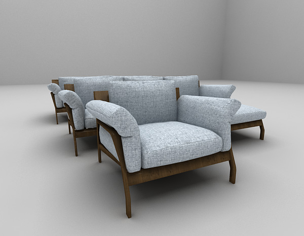现代风格现代白色组合沙发3d模型下载