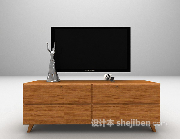 木质电视柜3d模型欣赏