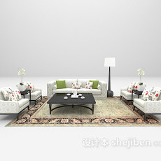 欧式白色组合沙发3d模型下载