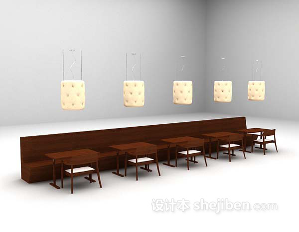 设计本棕色桌椅组合推荐3d模型下载