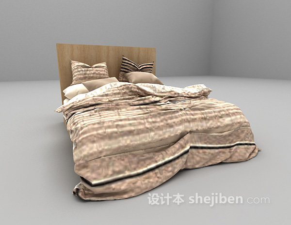 现代风格白色床3d模型下载