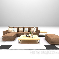 现代灰色沙发组合3d模型下载