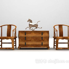 木质桌椅组合推荐3d模型下载