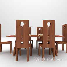 木质餐桌大全3d模型下载
