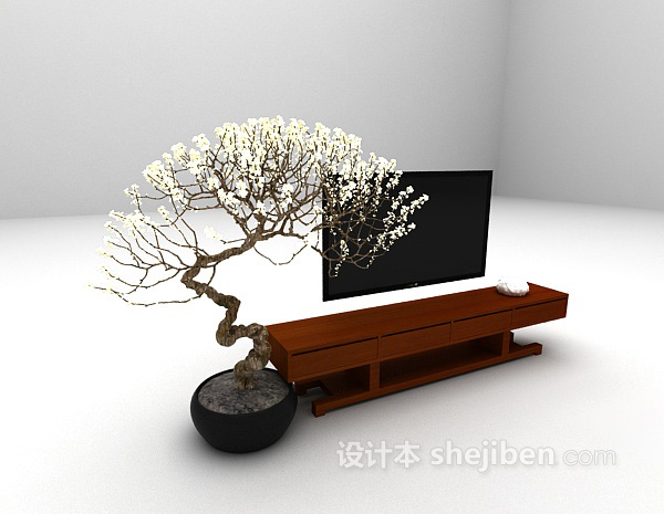 免费棕色电视柜max3d模型下载