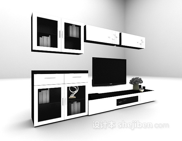 欧式风格白色欧式电视柜推荐3d模型下载