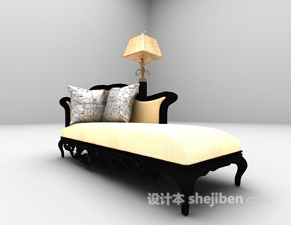 欧式风格长椅沙发3d模型下载