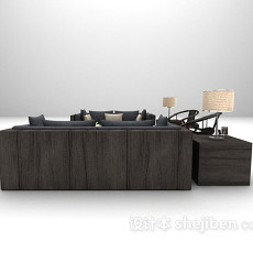木质沙发组合3d模型下载