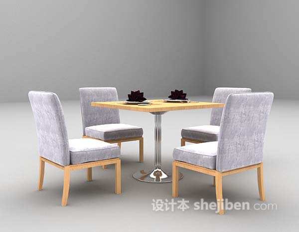 设计本灰色木质桌椅组合3d模型下载
