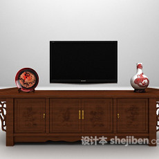 中式风格电视柜3d模型下载