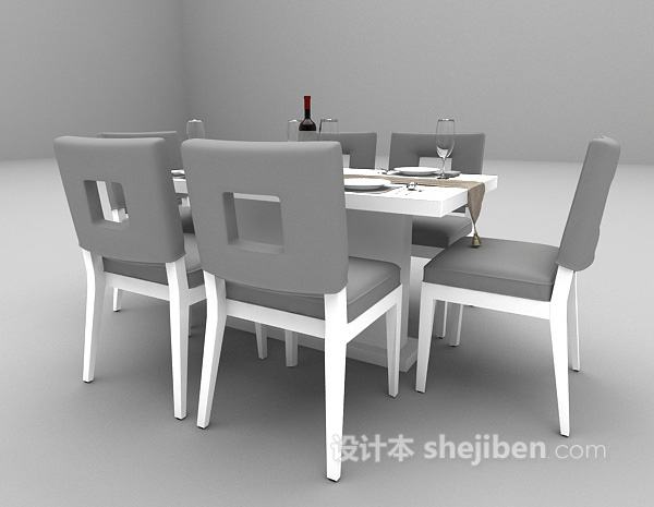 免费简约木质餐桌3d模型下载