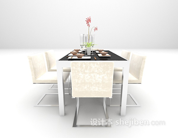 设计本现代餐桌免费3d模型下载