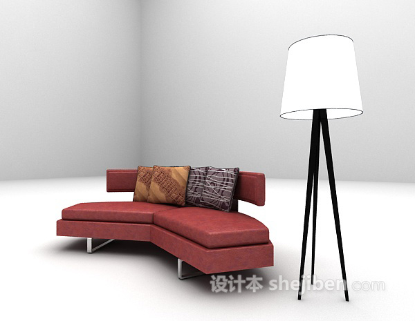 免费红色沙发3d模型下载