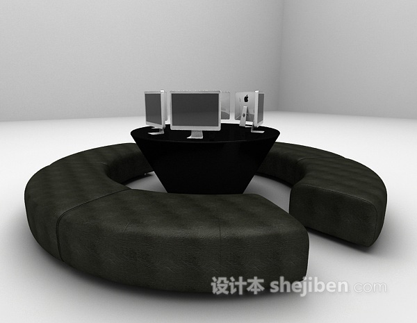 现代风格黑色沙发3d模型下载