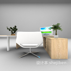 灰色木质书桌3d模型下载