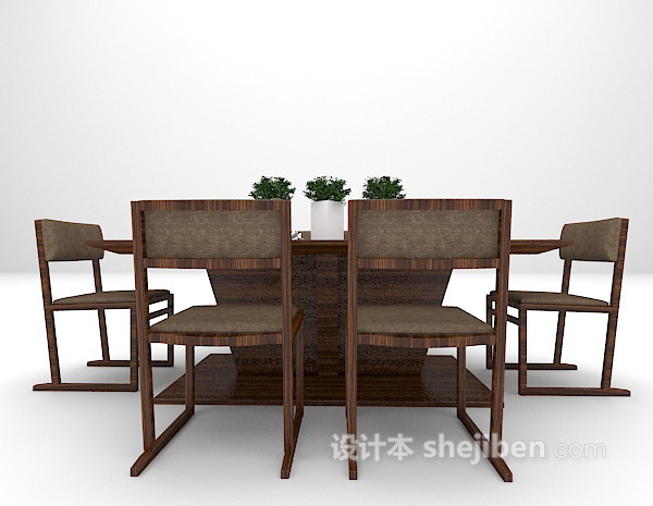 木质桌椅免费3d模型下载