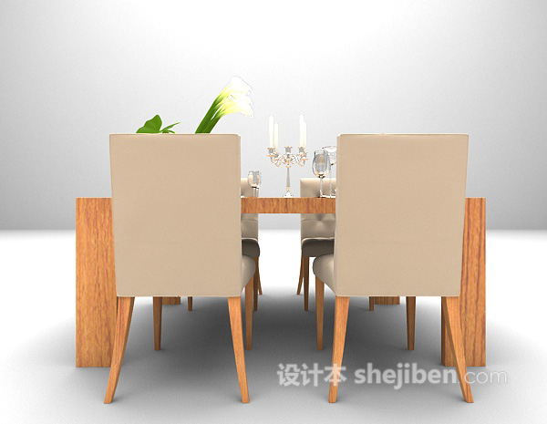 木质现代餐桌模型下载