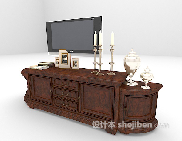 设计本欧式古典电视柜3d模型下载