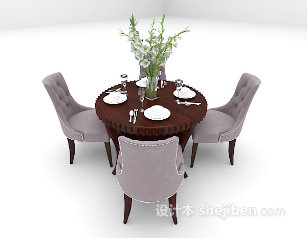 欧式风格欧式圆形餐桌推荐3d模型下载