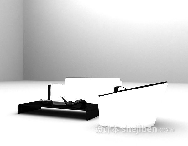 设计本白色多人沙发3d模型下载
