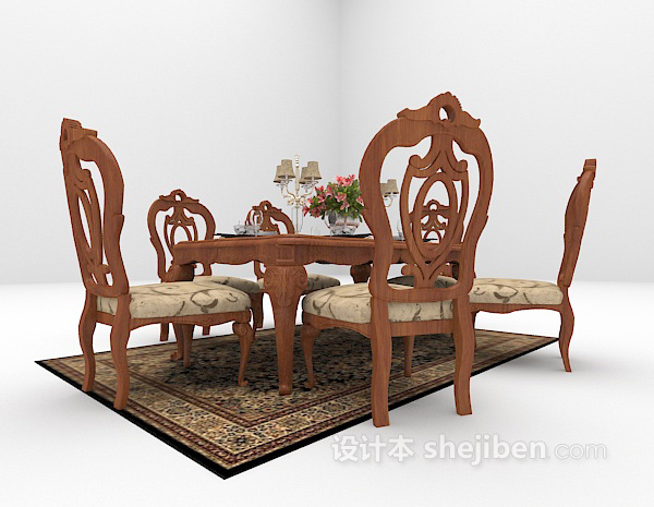 欧式风格欧式古典餐桌3d模型下载