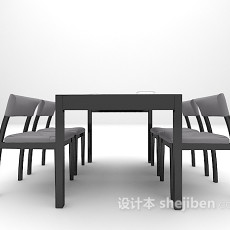 黑色餐桌组合3d模型下载