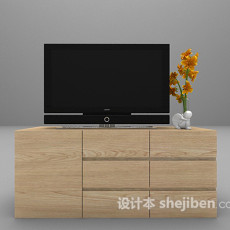 木色电视柜欣赏3d模型下载