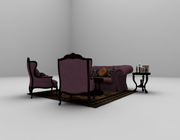 免费紫色沙发椅3d模型下载