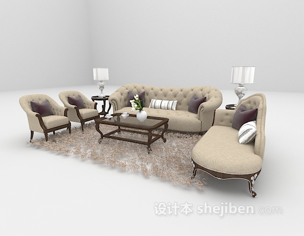 设计本欧式组合沙发大全3d模型下载