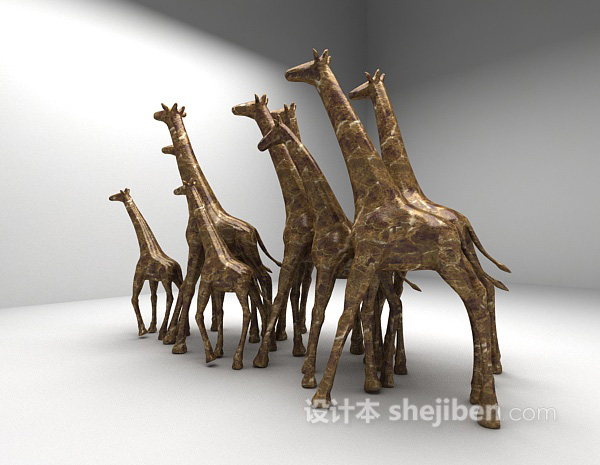设计本群体长颈鹿3d模型下载