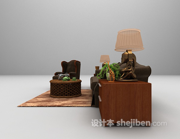 免费欧式棕色组合沙发大全3d模型下载