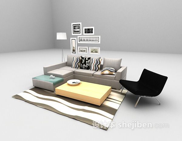 设计本多人家庭沙发3d模型下载