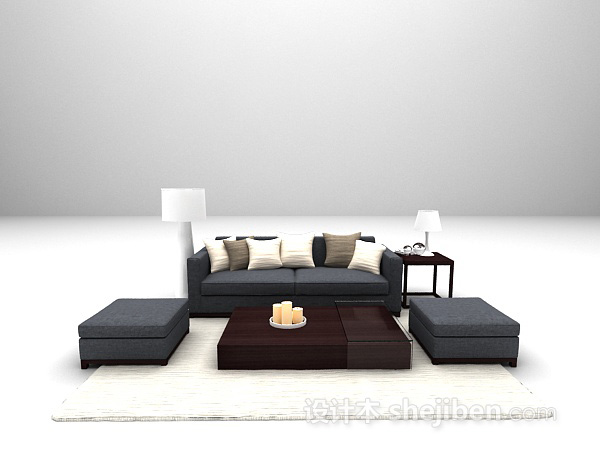 现代多人沙发3d模型下载