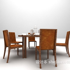 棕色圆形餐桌3d模型下载