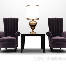 紫色桌椅组合推荐3d模型下载