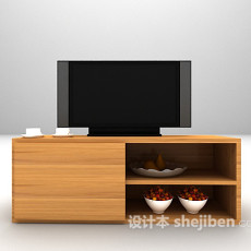 灰色木质电视柜3d模型下载
