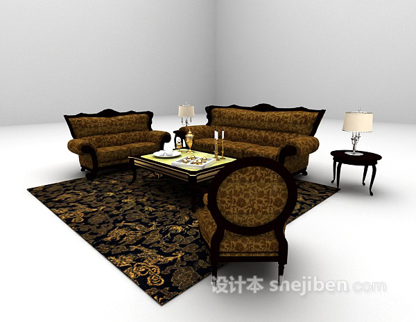 欧式风格欧式组合沙发大全3d模型下载