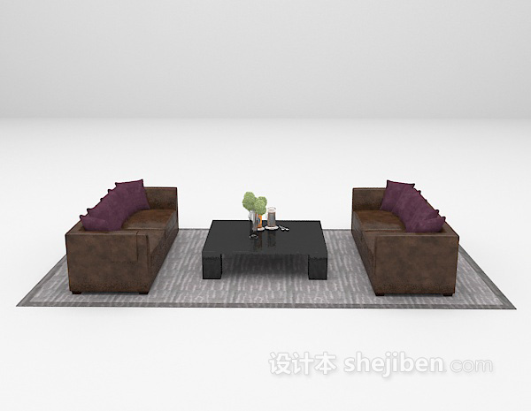 双人沙发组合3d模型