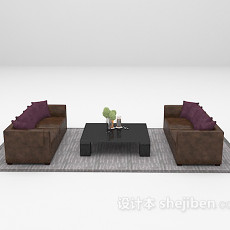 双人沙发组合3d模型下载