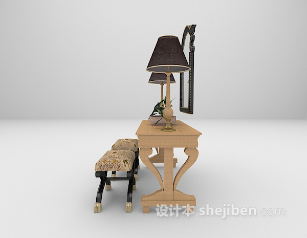 设计本欧式木质梳妆台3d模型下载