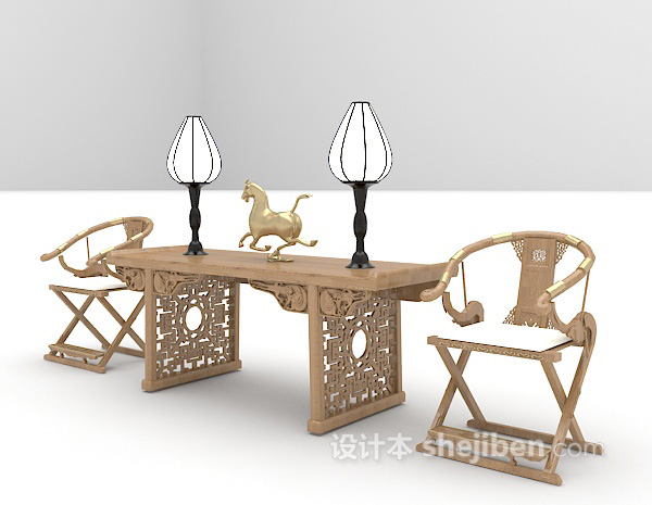 免费欧式古典桌椅3d模型下载