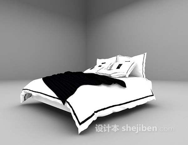免费白色双人床3d模型下载