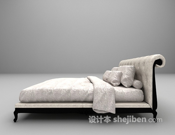 设计本新古典双人床免费3d模型下载